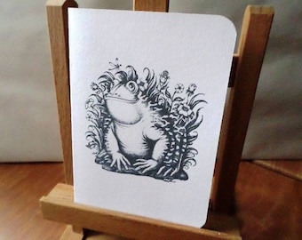 Greeting card 'Frog SOURIANTE' 'SMILING FROG' textured 15cm x 10.5 cm cardstock