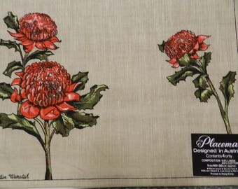PLACEMATS WARATAH Flower Australian Table Linen