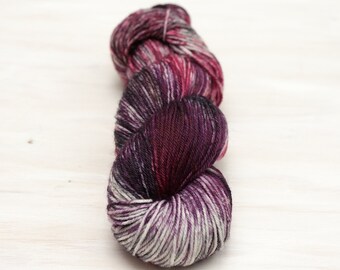 Hand dyed yarn, merino yarn, nylon yarn, dk yarn, hand dyed dk yarn, variegated yarn, purple yarn, grey yarn, pink yarn, dk yarn
