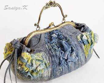 Felted HandBag, Wool HandBag, Handmade HandBag, Boho HandBag "Grace" ethnic boho-chic felt eco