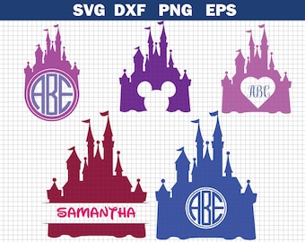 Disney Castle SVG, Heart, Head Mickey Mouse, Cinderella, Magic Kingdom, Disneyland, Silhouette, Clipart, Transfer, Cut Files