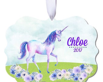 Unicorn Ornament Unicorn Christmas Ornament Personalized Unicorn Ornament Unicorn Personalized Ornament RyElle Christmas Ornament