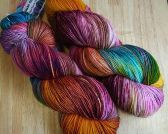 Silky Sock Yarn, Hand Dyed Yarn, Merino, Mulberry Silk SW, 437 yards