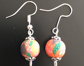 Handpainted Clay Bead earrings