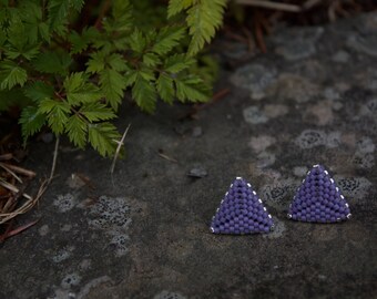 Matte Plum Flat Triangle Stud Earrings