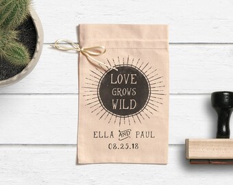 Love Grows Wild Stamp - Wedding Favor Stamp - Seed Packet Favor Stamp- Seed Bag Favors -Custom Wedding Stamp- Let Love Grow Stamp- Tag Stamp