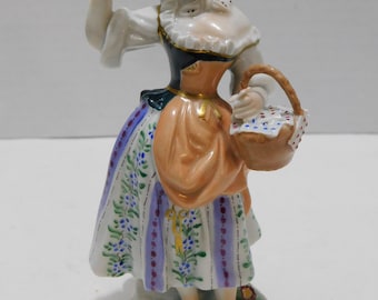 Vintage SP Dresden Girl with Basket Figurine