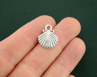 BULK 50 Seashell Charms Antique Silver Tone - SC6992