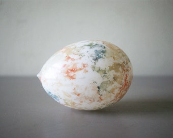 Victorian Milk Glass Egg | Multicolored Paint | Antique Easter Egg | Spring Decor | Hand Blown Glass