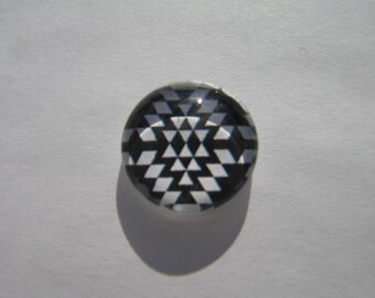 Glass cabochon round 14 mm with image geoemetrique