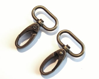 1" swivel snap hooks - antique brass, bag making supplies, bag strap hooks, leather bag repairs, bag making hardware, UK bag making supplies