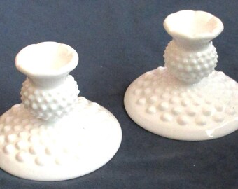 Fenton hobnail milk glass 3" Candleholders
