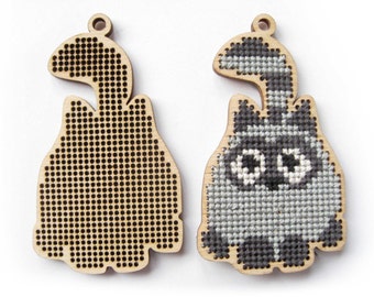 Cross stitch blank, Cat, Cat pattern, Cross Stitch Pendant, Plywood Blank, Cross Stitch, Laser Cut, 1 Piece