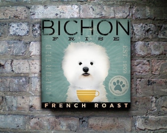 BICHON FRISE french roast Coffee Company original graphic art on gallery wrapped canvas by stephen fowler