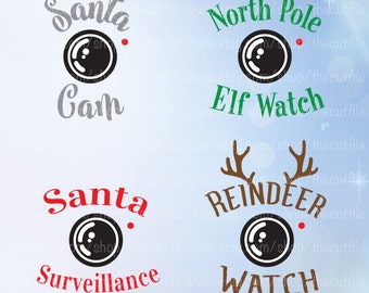 Santa Cam svg, Christmas svg bundle, Elf watch, Reindeer Watch, ornament design file, cutting files for silhouette or cricut
