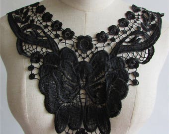 x 1 applique-guipure floral lace collar / black Butterfly sewing x 33 cm 39.3 @99