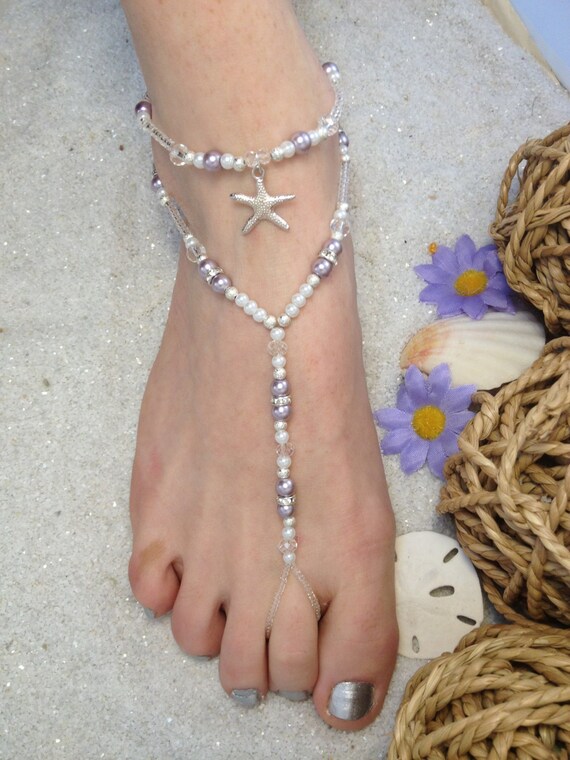 Items similar to Beach Wedding Shoes starfish - pearl foot jewelry, You ...