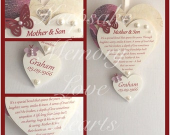 Mother & Son gift wooden keepsake heart