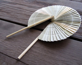 Woven Bamboo Hand Held Folding Fan Natural Color Pain Unique Classic Style Wedding Decor Summer Gift