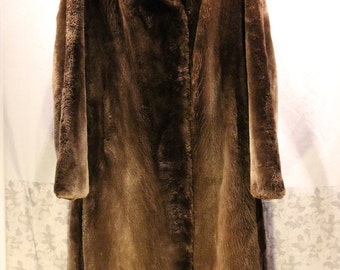 Mink Fur Long Coat - Brown - Sz M/L