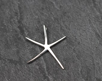 Starfish Pendant, Sterling Silver, Silver Starfish, Starfish Necklace, Necklace Component, Ocean Pendant, Starfish, 925, Silver Pendant