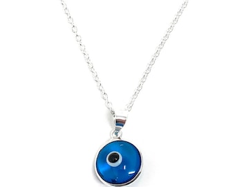 Evil Eye Necklace Mini Nazar Dainty Lucky Turkish Delicate Charm Sterling Silver Amulet Pendant Greek Eye Protection Jewelry Gifts for her