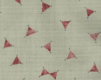 Japanese Fabric Kokka geo barkcloth - red, latte - 50cm
