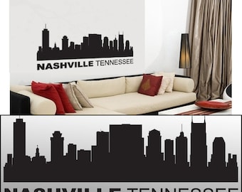 Wall Decal Sticker Nashville Tennessee Skyline 22" Tall 54" Wide in White or Black