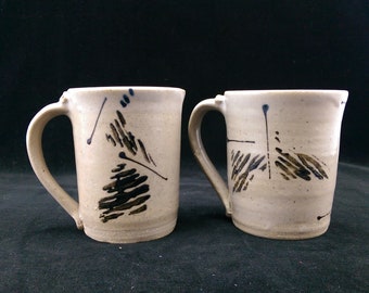 Studio Pottery Mugs Set Of 2 Hand Crafted Tea Cups