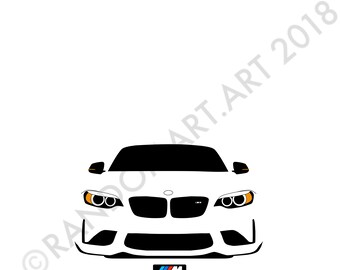 BMW M2. Digital download, printable, iconic modern car, Light version. illustration,