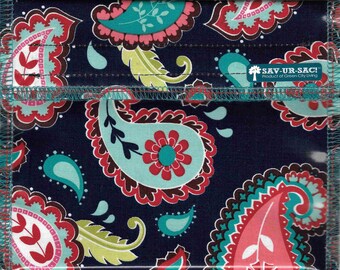 EcoBagIt! TEAL PAISLEYS Reg - Keep Fresh Reusable Sandwich Bag | Reusable Snack Bags | Zero Waste | Food Storage Bags | Waterproof