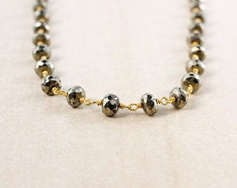 Black Pyrite Beaded Necklace – Choose Your Length