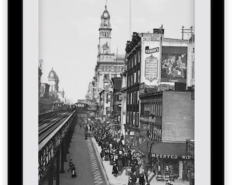 Old New York City Photo, NYC Sixth Avenue, Print, Rail, Victorian, Photography, Old Pictures, Immigration, Gotham, NYC Wall Art, Home Decor,