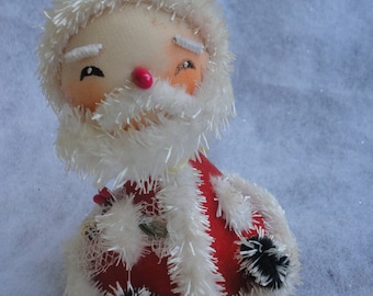 Vintage Cone Spun Cotton Santa Claus Ornament, Made in Japan, Spun Cotton Santa, Spun Cotton Santa Claus, Cone Red Velvet Santa Ornament