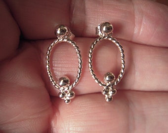 Argentium Silver Earrings, Small Stud Earrings, Hand Forged, OOAK
