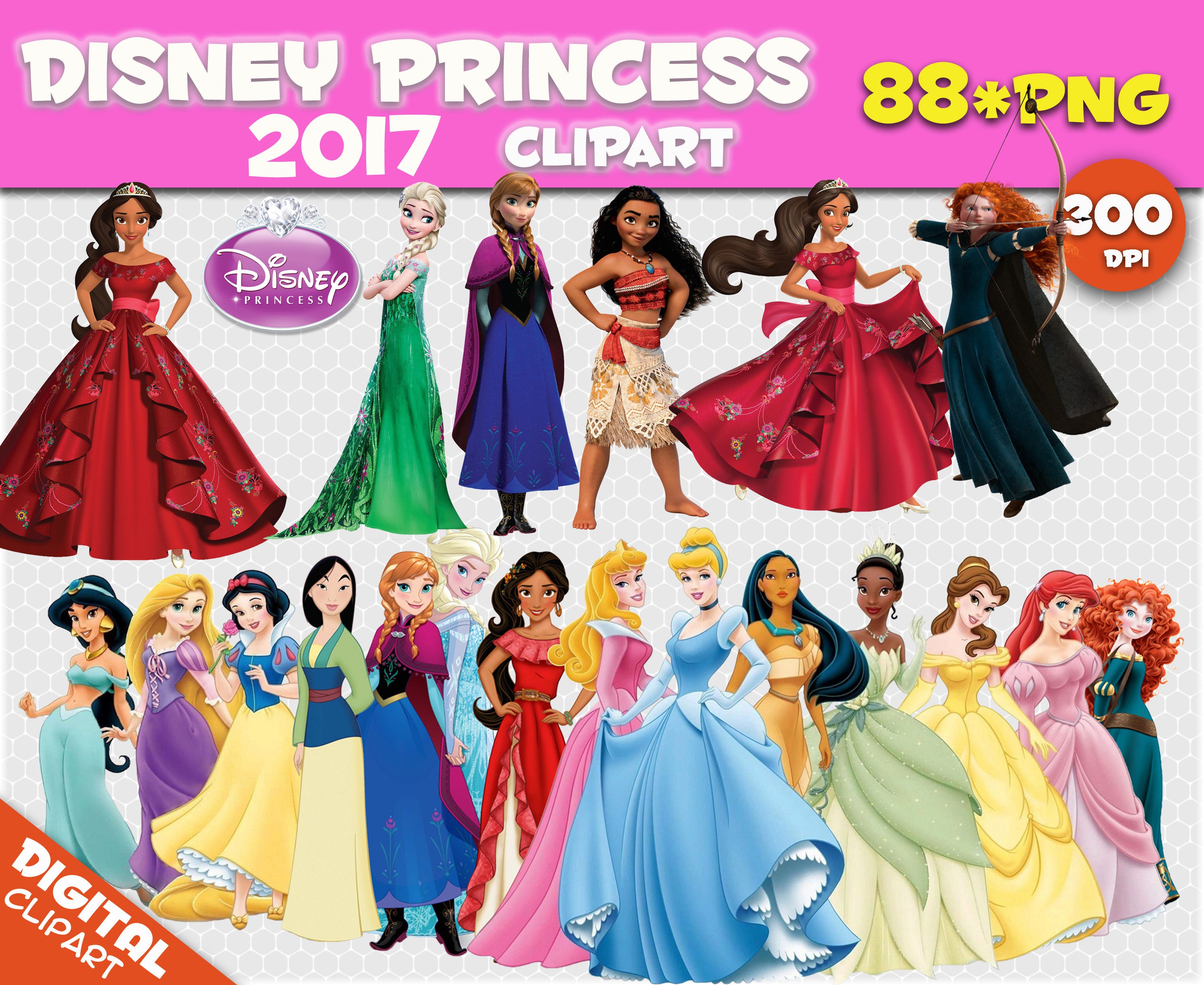 Disney Princess Clipart 88 PNG 300dpi Images Digital Clip Art