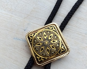Spanish vintage Damascene tie necklace, Toledo Work