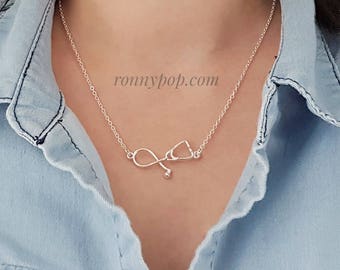 Stethoscope Necklace - Heart Necklace - Heartbeat Necklace - Nurse Necklace - Nurse Gift - Doctor Necklace - Doctor Jewelry - Doctor Gift