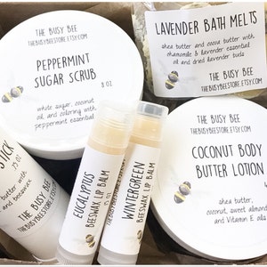 All Natural Spa Gift Set - Body Butter Lotion Lip Balms Bath Melts Bath and Beauty Products