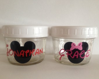 Kids Mason Jar Snack Cup, Personalized Kids Cup, Kids Snack Cup, Personalized Kids Snack Cup, Mickey Mouse, Minnie Mouse, mason jar kids