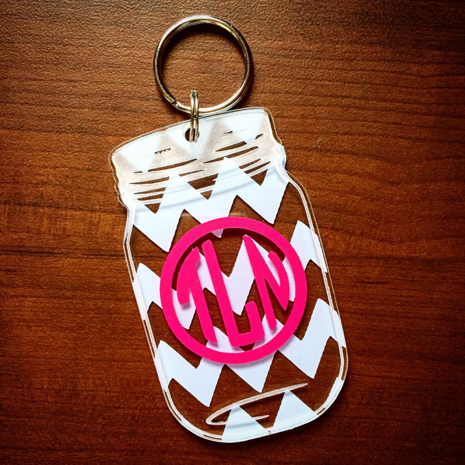 Mason Jar Monogram Keychain