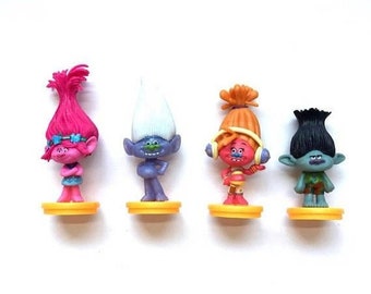 ON SALE 4 piece Trolls Cake toppers cupcake toppers trolls figures birthday party favors party supplies