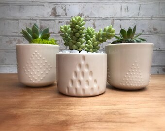 Studded and A line small planter set - made to order - succulent planter set - small planter - ceramic planter - minimalist planter - modern