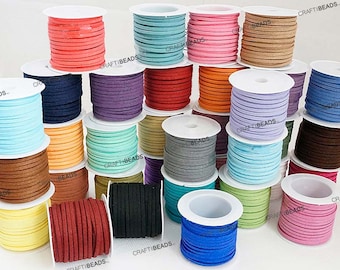 3MM x 1.5MM Faux Suede Cord Lace Bracelet Craft Jewelry Making (5yards Mini Spool) - You Pick Color!