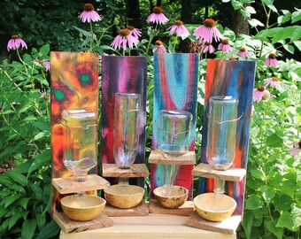Handmade Recycled Material Tye Dye Bird Feeders Birdfeeders