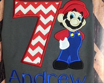Mario birthday shirt.