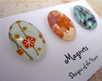 Oval Glass Magnet set - Japanese Paper Collection