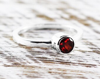 Garnet Ring Engagement Ring January Birthstone Gemstone Ring Garnet Jewelry Birthstone Ring Sterling Silver Ring Garnet Red Garnet Ring