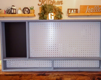 Peg Board Organizer With ChalkBoard for Craft Tools Pegboard Craft Room Organization Chalk Board