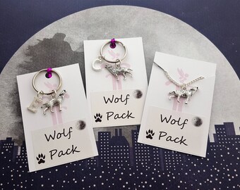 Wolf Pack Gifts, Friendship Gifts, Stag Do Favors, Matching Gifts, Colleague Gifts, Wolf Keyrings, Wolf Necklaces, Hunter Gift, Gift For Him